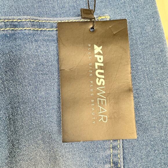 NEW XPlusWear Layered Bell Bottom Stretch Jeans High Waist 70s Style Size Large - Picture 9 of 11